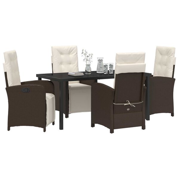 vidaXL Ensemble de salle &agrave; manger pour jardin 5 pcs Marron polyrotin