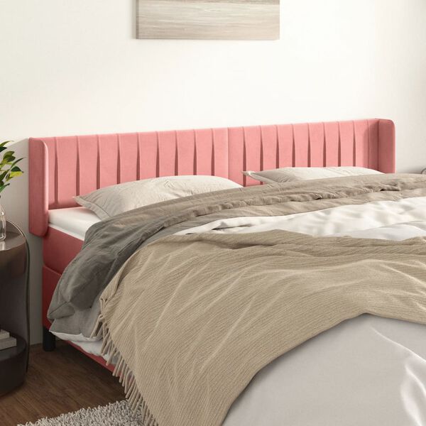 vidaXL T&ecirc;te de lit avec oreilles Rose 203x16x78/88 cm Velours