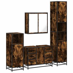 vidaXL Ensemble meubles salle de bain 4 pcs ch&ecirc;ne fum&eacute; bois ing&eacute;nierie