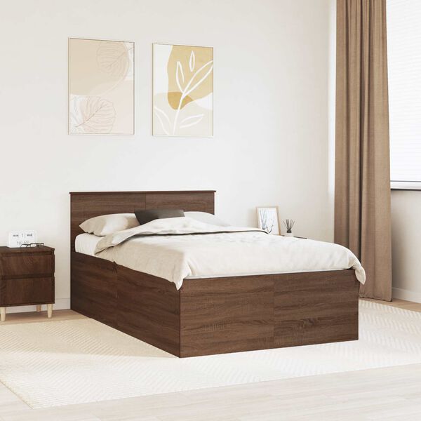vidaXL Cadre de lit Ch&ecirc;ne brun 120 x 190 cm Bois d'ing&eacute;nierie