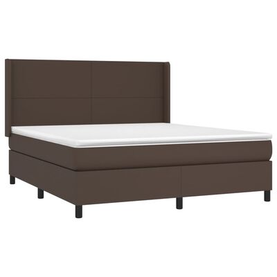 vidaXL Sommier à lattes de lit matelas LED Marron 160x200cm Similicuir