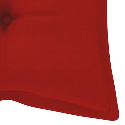 vidaXL Balancelle avec coussin rouge 120 cm Bois de teck solide