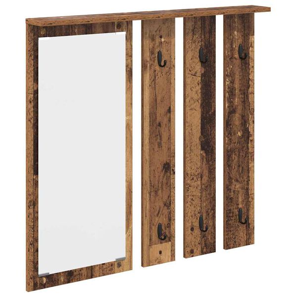 vidaXL Porte-manteau mural avec &eacute;tag&egrave;re Bois ancien 84 x 10 x 80 cm