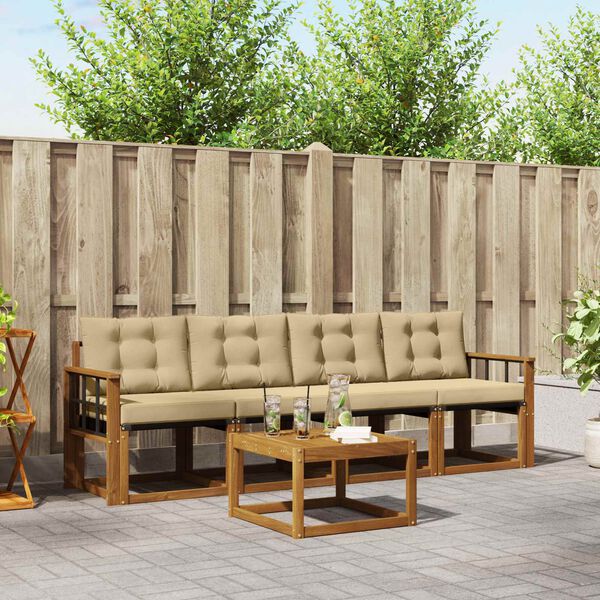 vidaXL Ensemble de canap&eacute;s d'ext&eacute;rieur 5 pcs Naturel et Beige