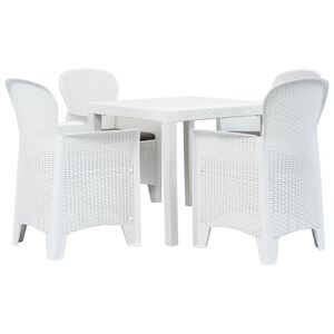 vidaXL Ensemble &agrave; manger d'ext&eacute;rieur 5pcs Plastique Blanc Aspect rotin