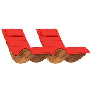 vidaXL Transat avec coussin 2 pcs Marron Bois d'Acacia Massif