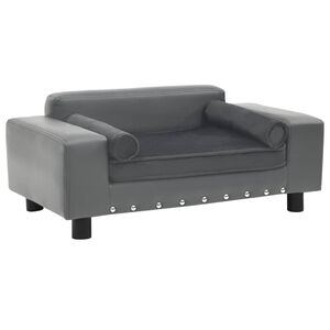 vidaXL Canap&eacute; pour chien Gris 81x43x31 cm Peluche et similicuir