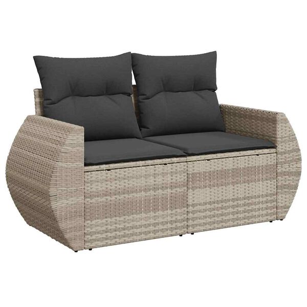vidaXL Salon de jardin 6 pcs avec coussins gris clair r&eacute;sine tress&eacute;e