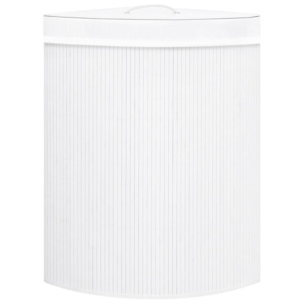 vidaXL Panier à linge d'angle Bambou Blanc 60 L