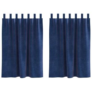 vidaXL Rideaux occultants 2 pc Bleu fonc&eacute; 140 x 140 cm Velours
