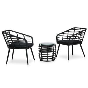 vidaXL Ensemble de bistro 3 pcs R&eacute;sine tress&eacute;e Noir