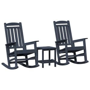 vidaXL Chaise &agrave; bascule 3 pc Bleu marine Poly&eacute;thyl&egrave;ne