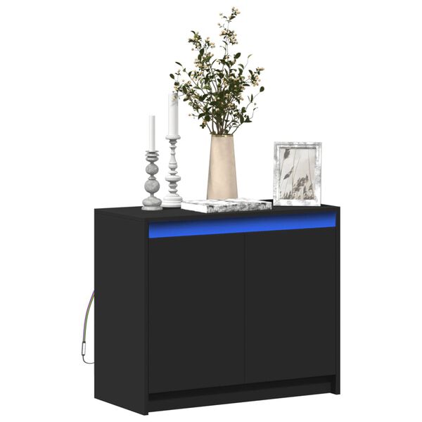 vidaXL Buffet avec LED noir 72x34x61 cm bois d'ing&eacute;nierie