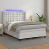 vidaXL Sommier &agrave; lattes de lit matelas LED Blanc 140x190 cm Similicuir