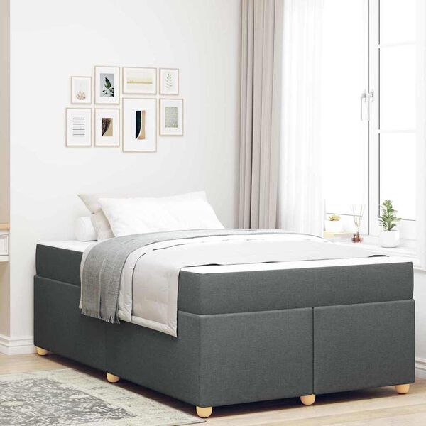 vidaXL Cadre de lit avec matelas Gris fonc&eacute; 120 x 190 cm tissu