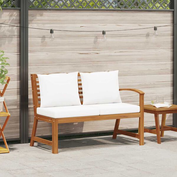 vidaXL Banc de jardin 114,5 cm avec coussin crème Bois solide d'acacia