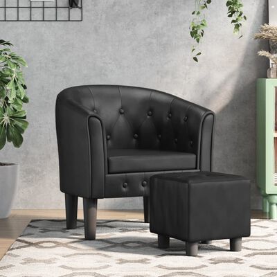 vidaXL Chaise cabriolet avec repose-pied noir similicuir