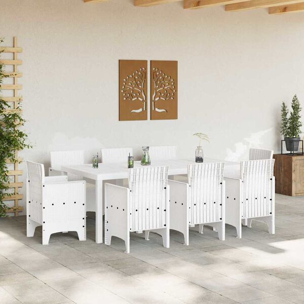 vidaXL Ensemble de salle &agrave; manger pour jardin 9 pcs Blanc