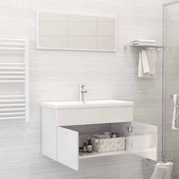 vidaXL Ensemble de meubles de salle de bain 2 pcs Blanc brillant