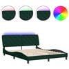 vidaXL Cadre de lit avec LED sans matelas vert fonc&eacute; 160x200 cm velours