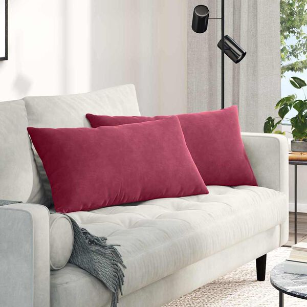 vidaXL Coussins de canap&eacute; 2 pcs Bordeaux 80 x 40 cm