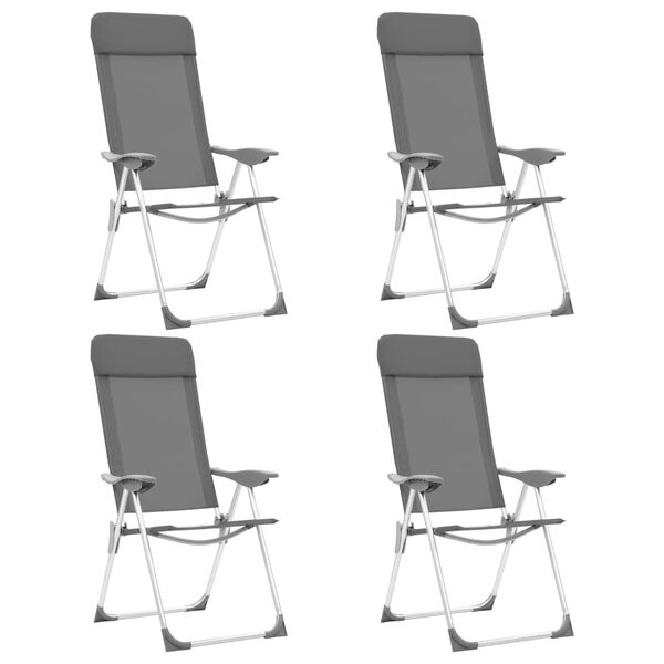 vidaXL Chaises de camping pliables lot de 4 Gris Aluminium