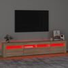 vidaXL Meuble TV avec lumières LED Chêne sonoma 210x35x40 cm