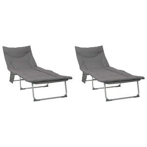 vidaXL Transat pliant avec coussin 2 pcs Anthracite