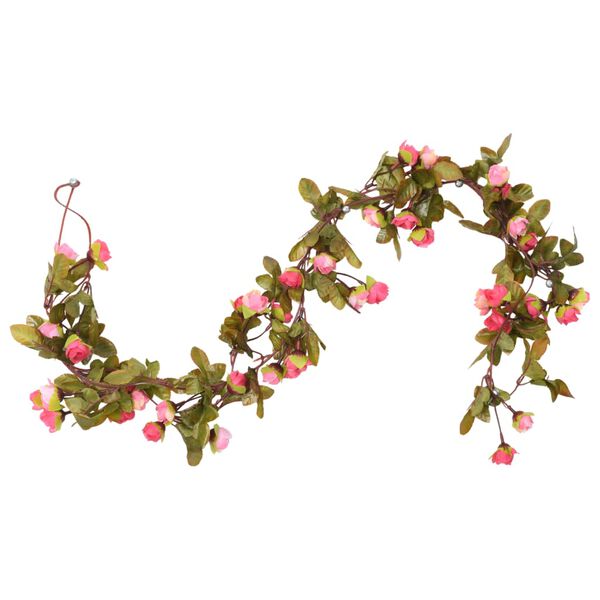 vidaXL Guirlandes de fleurs 6 pcs rose 215 cm