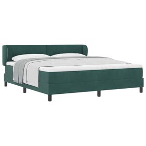 vidaXL Lit &agrave; ressorts avec t&ecirc;te de lit Vert fonc&eacute; 180 x 200 cm Velours