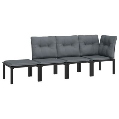 vidaXL Salon de jardin 4 pcs noir et gris résine tressée