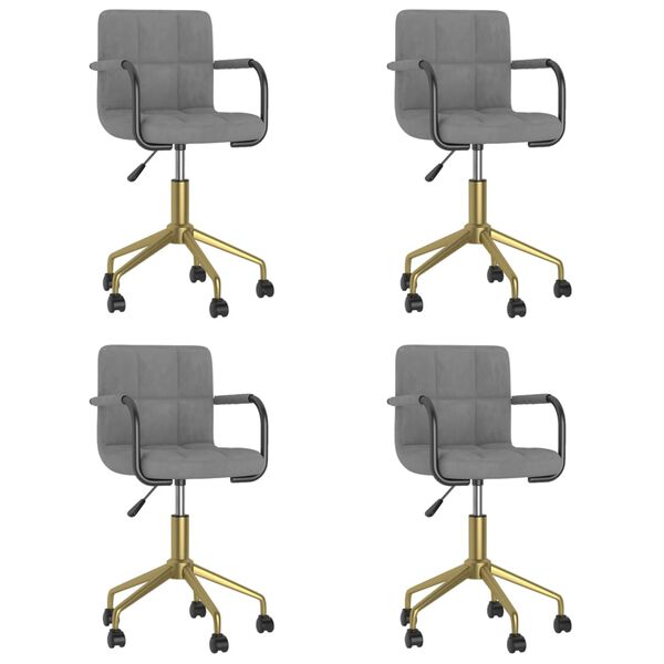 vidaXL Chaises pivotantes &agrave; manger lot de 4 gris clair velours