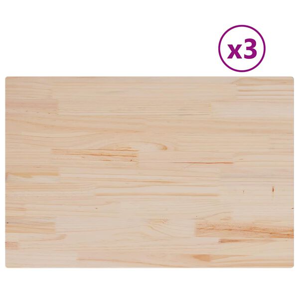 vidaXL Dessus de table 3 pcs 80x53x1,7cm rectangulaire bois pin massif