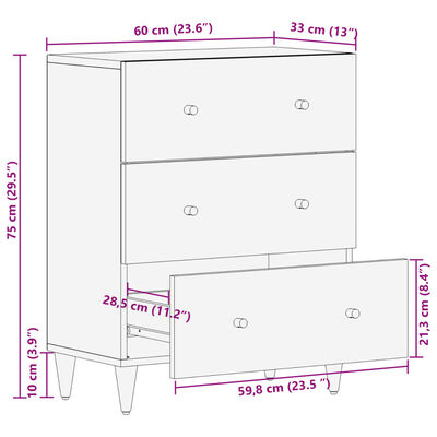 vidaXL Armoire latérale 60x33x75 cm bois massif de manguier