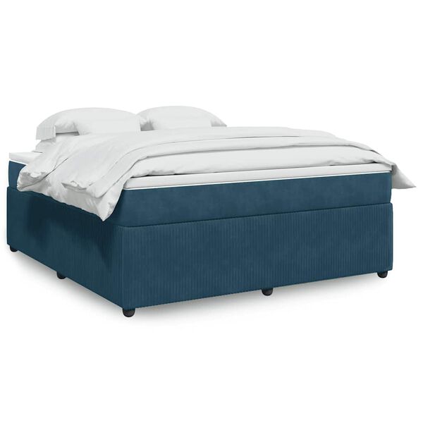 vidaXL Sommier &agrave; lattes de lit et matelas Bleu fonc&eacute; 180x200cm Velours