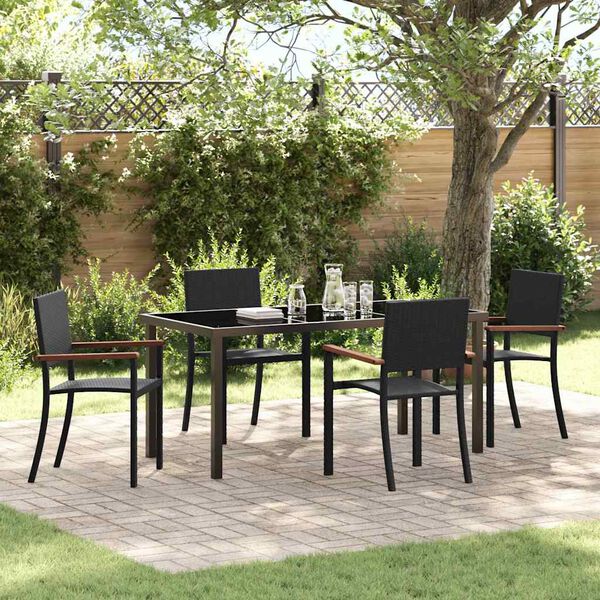 vidaXL Ensemble de salle &agrave; manger pour jardin 5 pcs Noir
