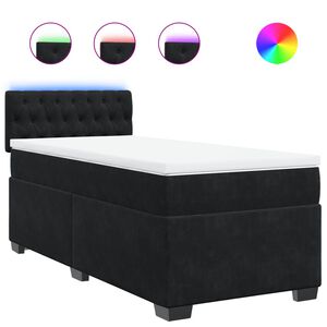 vidaXL Sommier &agrave; lattes de lit et matelas Noir 80x200 cm Velours