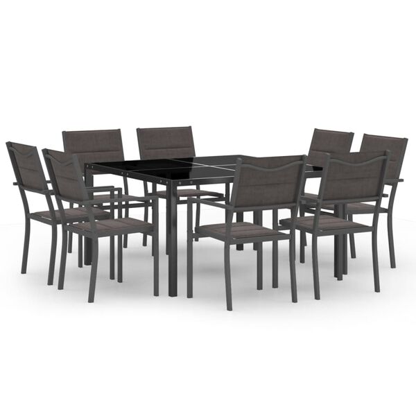 vidaXL Mobilier de salle &agrave; manger d'ext&eacute;rieur 9 pc Acier