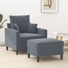 vidaXL Fauteuil avec repose-pied Gris fonc&eacute; 60 cm Velours