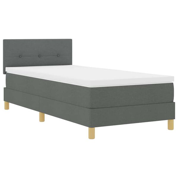 vidaXL Lit &agrave; ressort LED avec matelas Gris fonc&eacute; 100 x 200 cm tissu