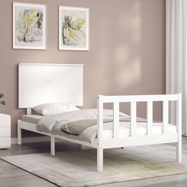 vidaXL Cadre de lit sans matelas blanc bois de pin massif