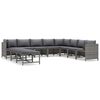 vidaXL Salon de jardin 11 pcs avec coussins R&eacute;sine tress&eacute;e Gris