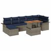 vidaXL Ensemble de canap&eacute; de jardin 8 pc Gris et bleu marine polyrotin