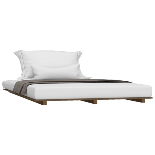 vidaXL Cadre de lit Marron miel 135x190 cm Bois de pin massif