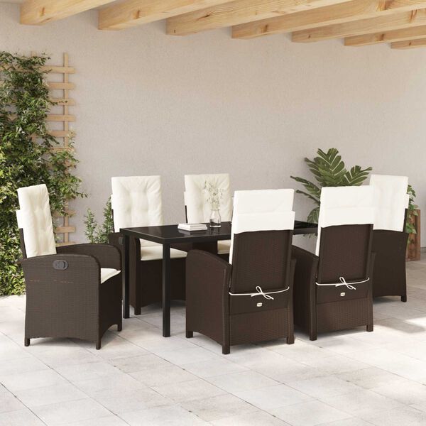 vidaXL Ensemble de salle &agrave; manger pour jardin 7 pcs Marron polyrotin