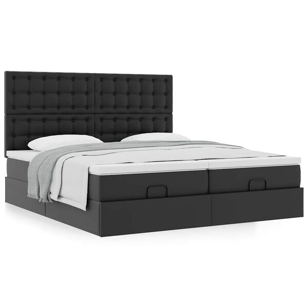 VidaXL Cadre de lit ottoman avec matelas noir 160x200 cm similicuir