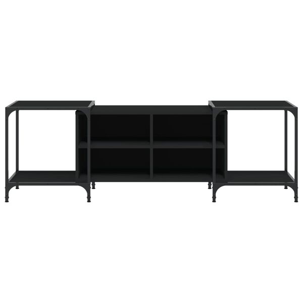 vidaXL Meuble TV noir 153x37x50 cm bois d'ing&eacute;nierie