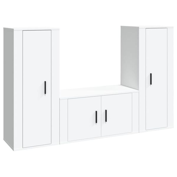 vidaXL Ensemble de meubles TV 3 pcs Blanc Bois d'ing&eacute;nierie