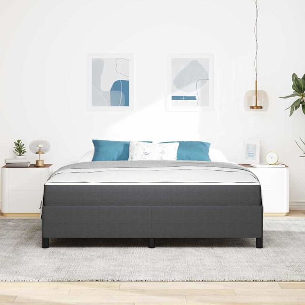 vidaXL Cadre de lit avec matelas Gris fonc&eacute; 180 x 200 cm tissu