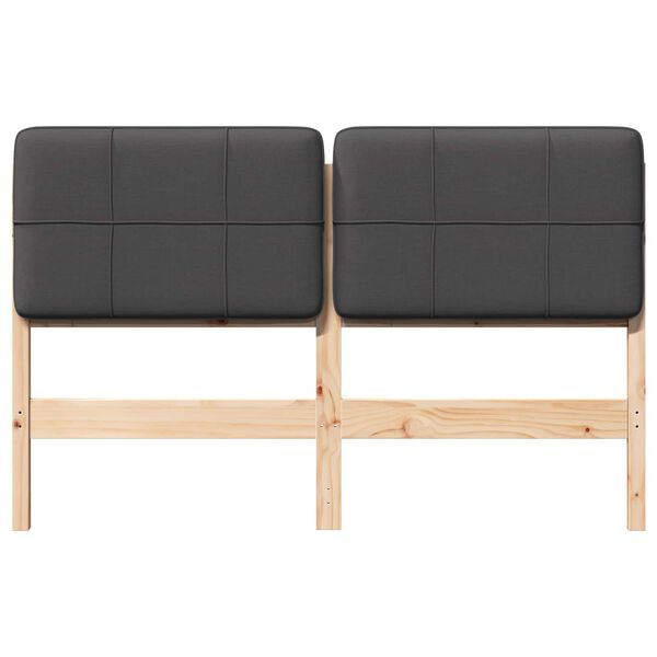vidaXL T&ecirc;te de lit capitonn&eacute;e Brun et gris fonc&eacute; 135 cm Pin massif